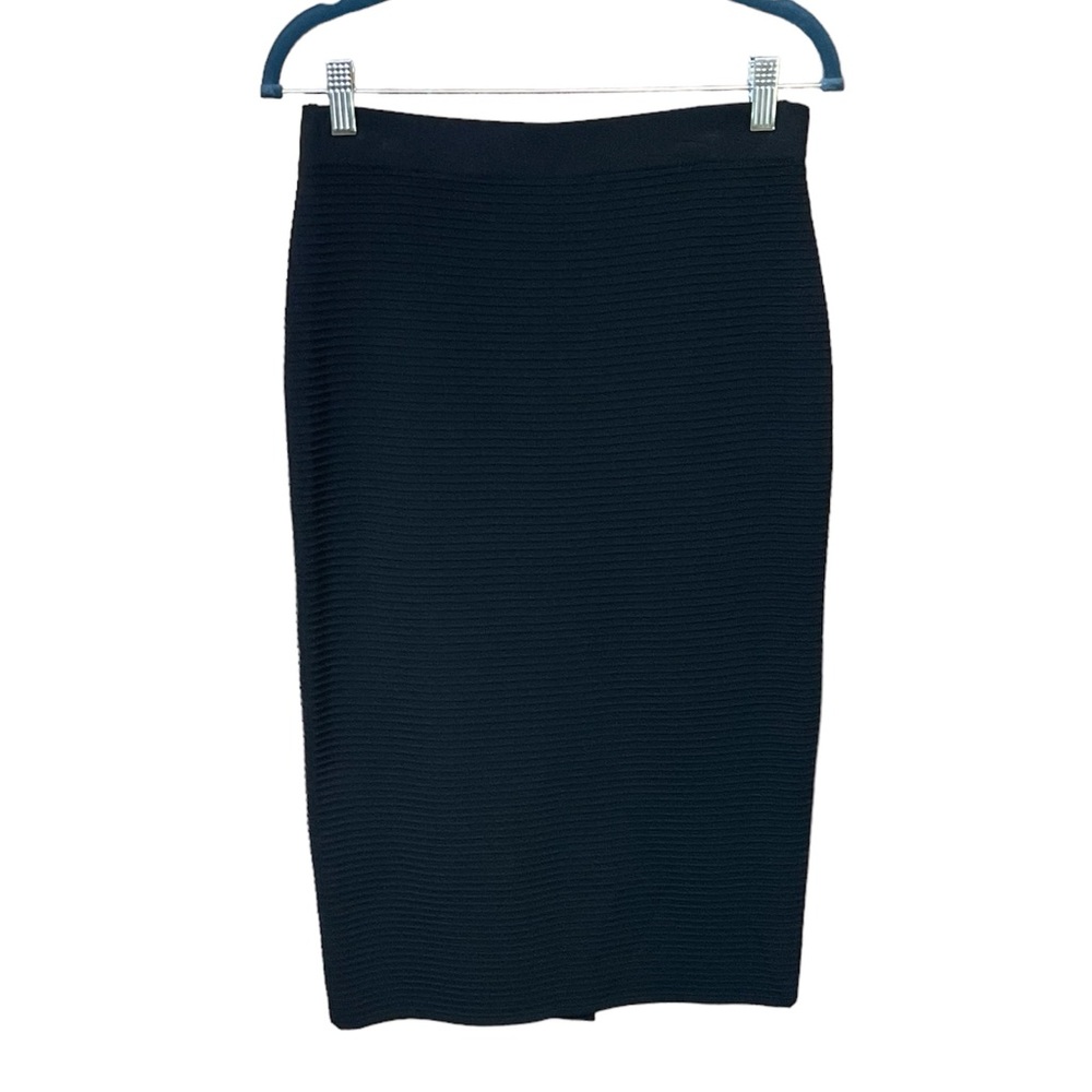 Exclusively Misook Ribbed Textured Black Pencil Skirt Womens Sz XS